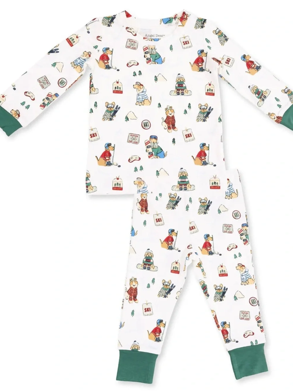Angel Dear Ski Winter Sports Dog Print Pajama Set 2T 3/4 5/6 7/8